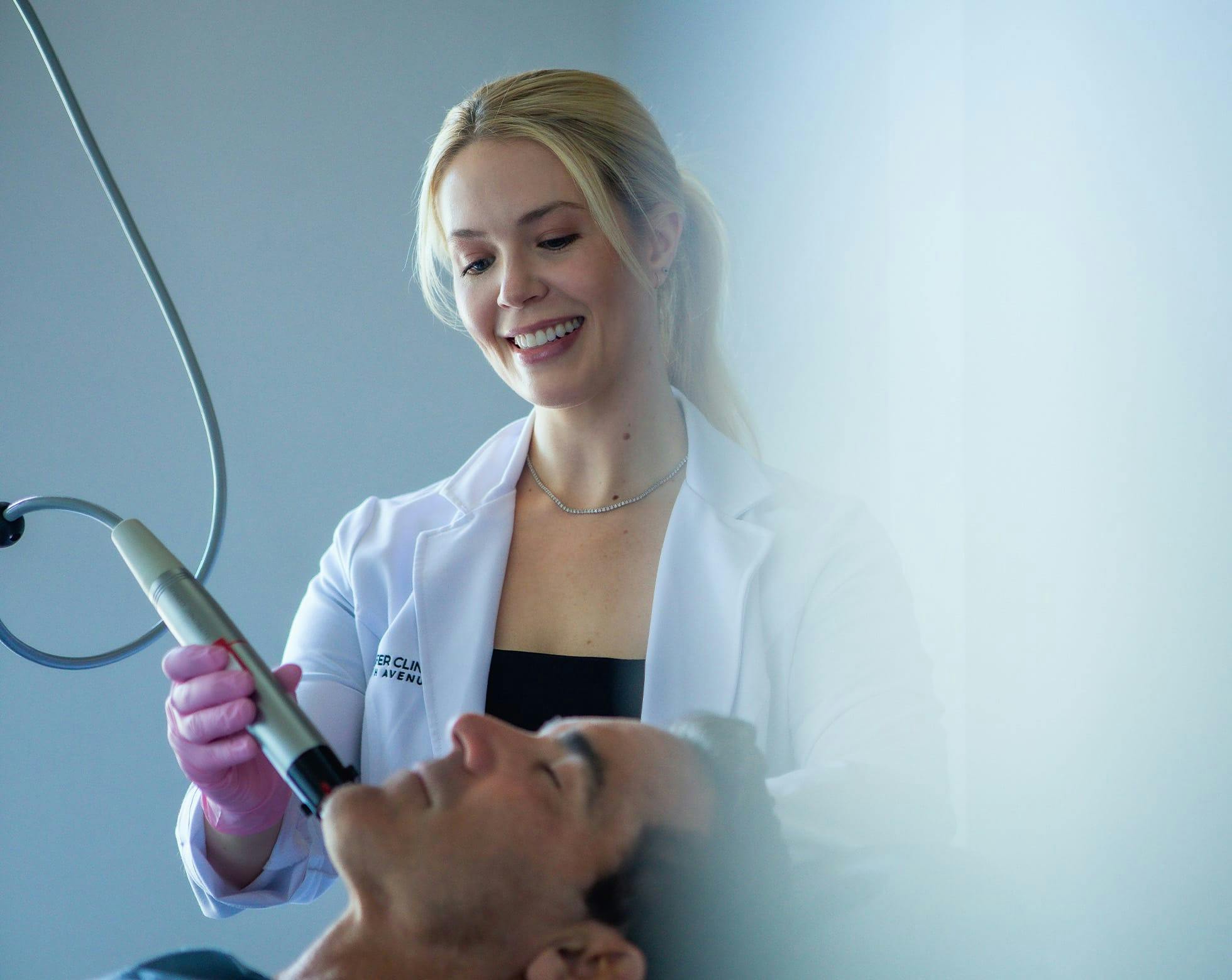 Nurse and patient during treatment