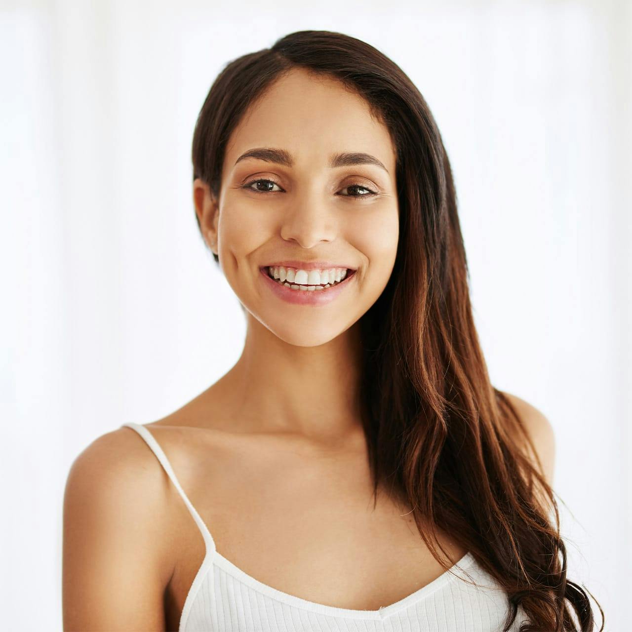 woman smiling forward