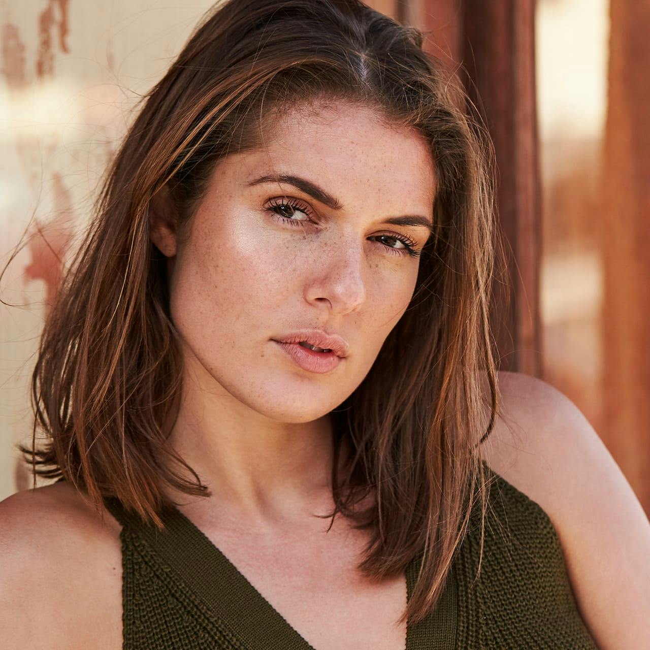 woman in knit top