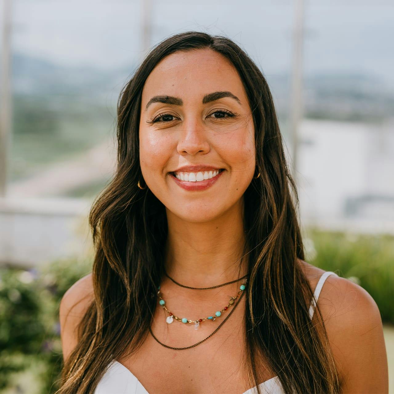 woman smiling outside