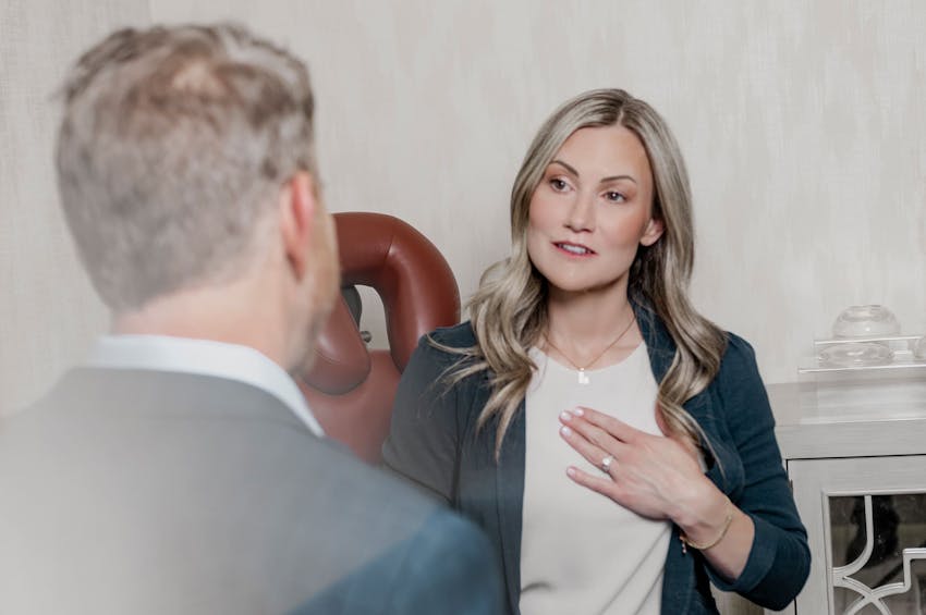 female patient speaking to Dr. Slenkovich