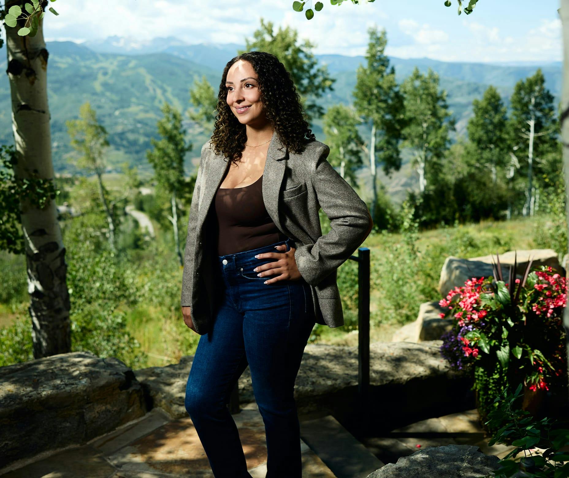 Woman posing outside