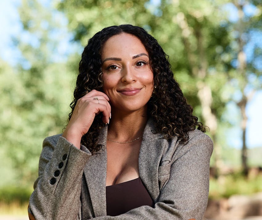Woman smiling outside