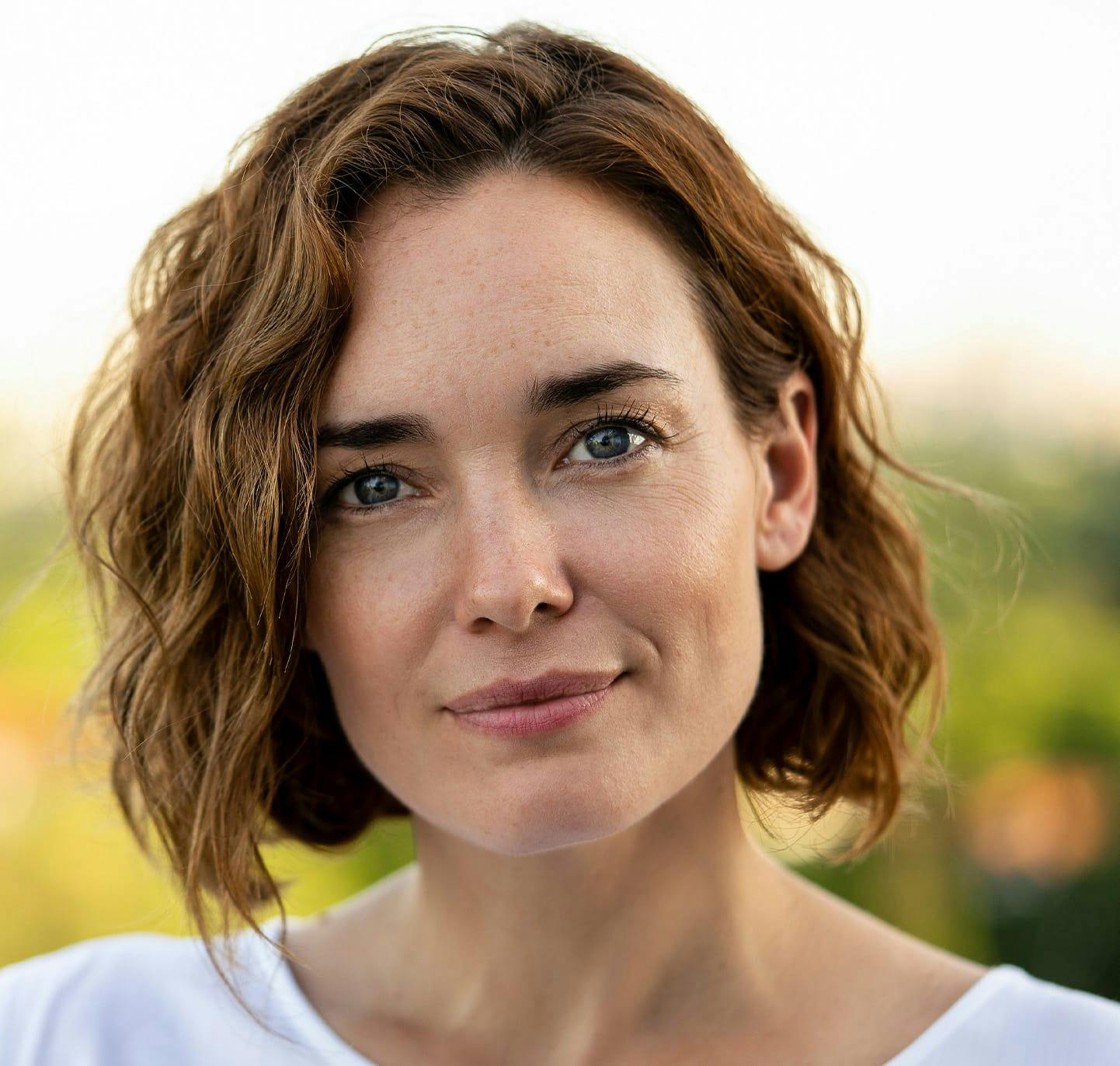 Woman with short brown hair