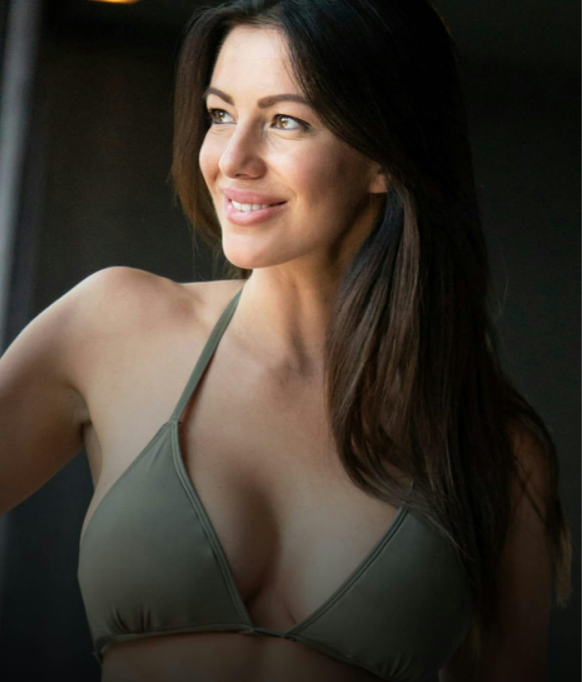 woman in a green bra