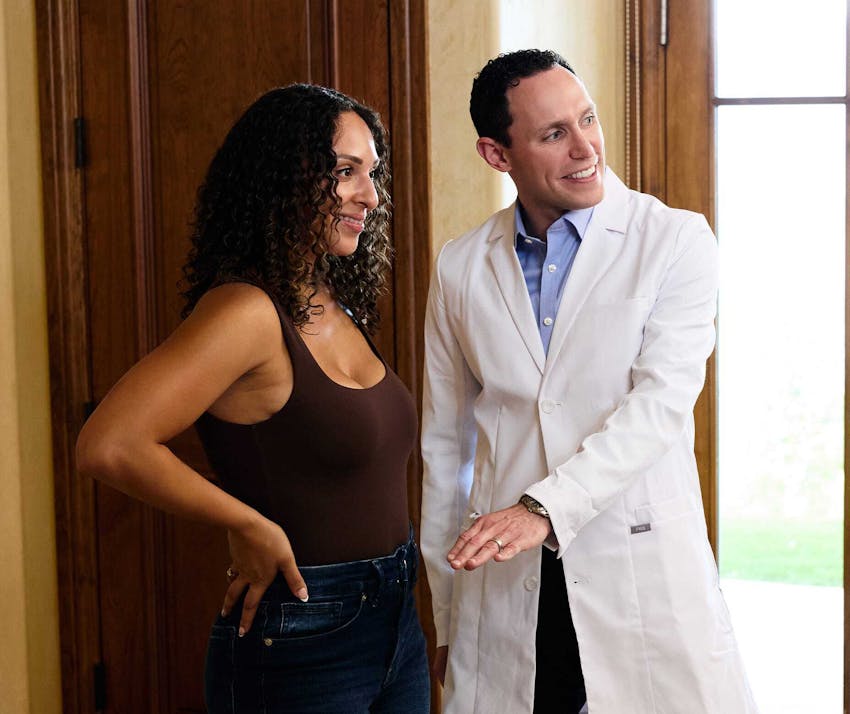 Dr. Cohen with a female patient