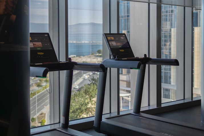 Gym with large windows