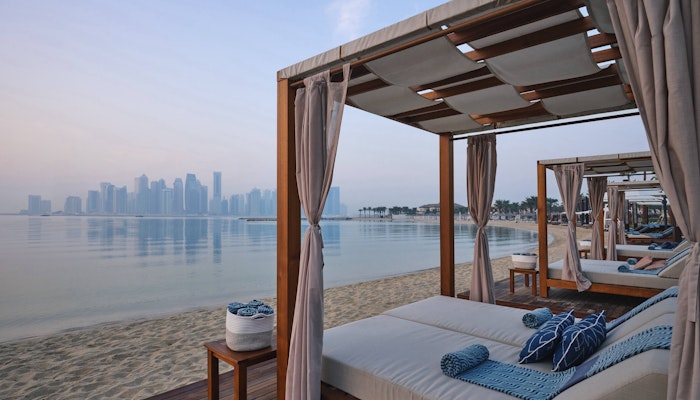 InterContinental Doha Beach & Spa Cabana overlookin the ocean and city