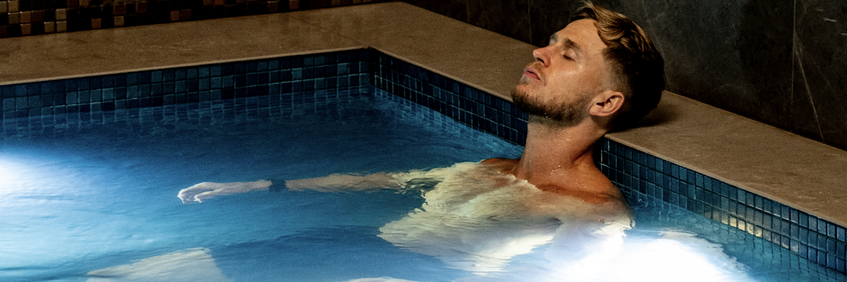 Recovery Man floating in spa pool