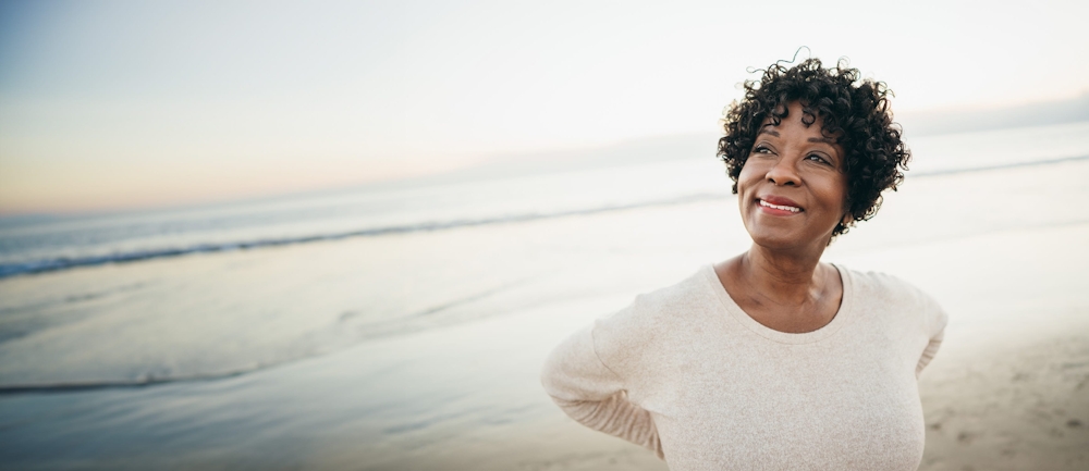 woman smiling outside