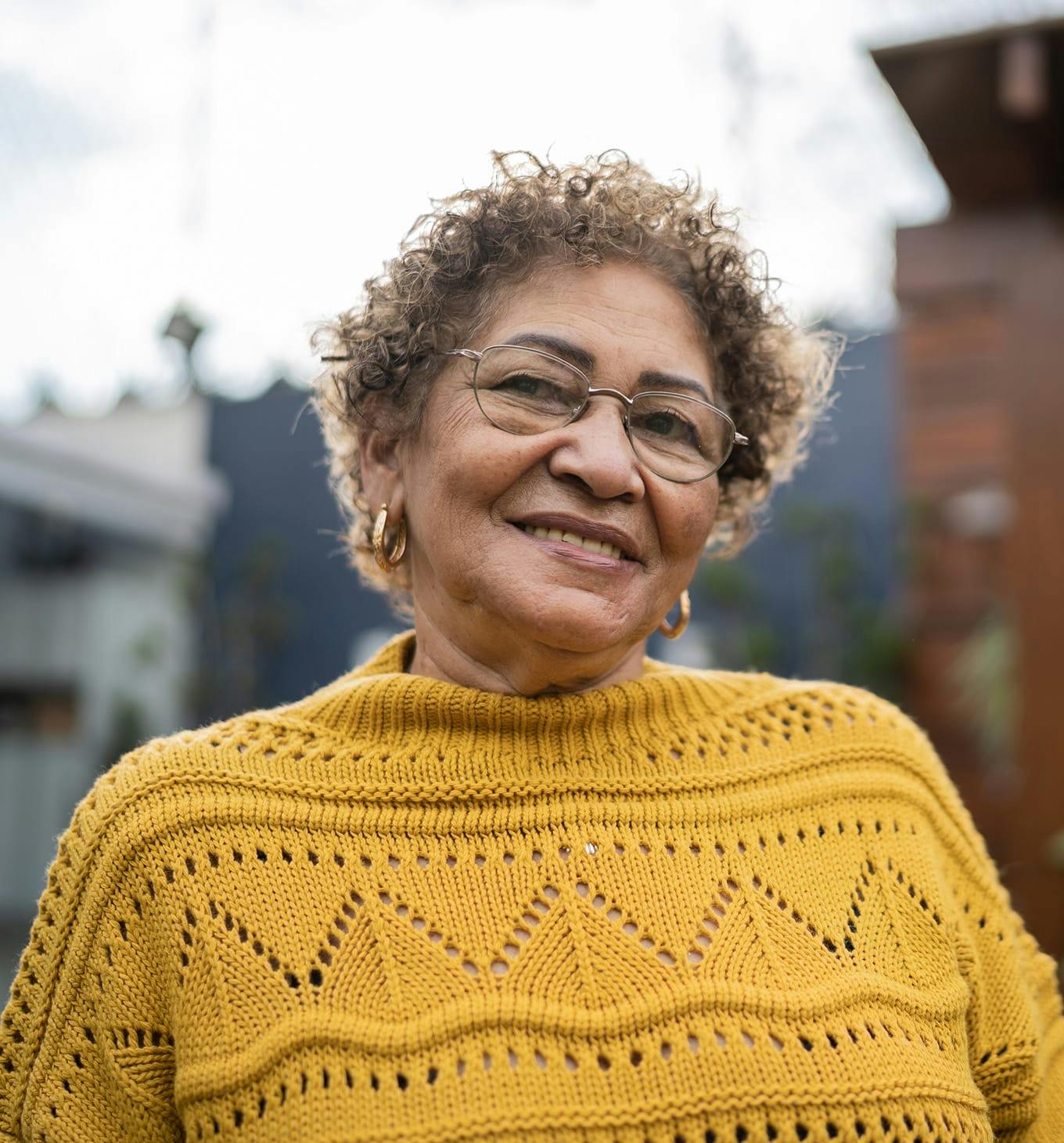 woman smiling outside