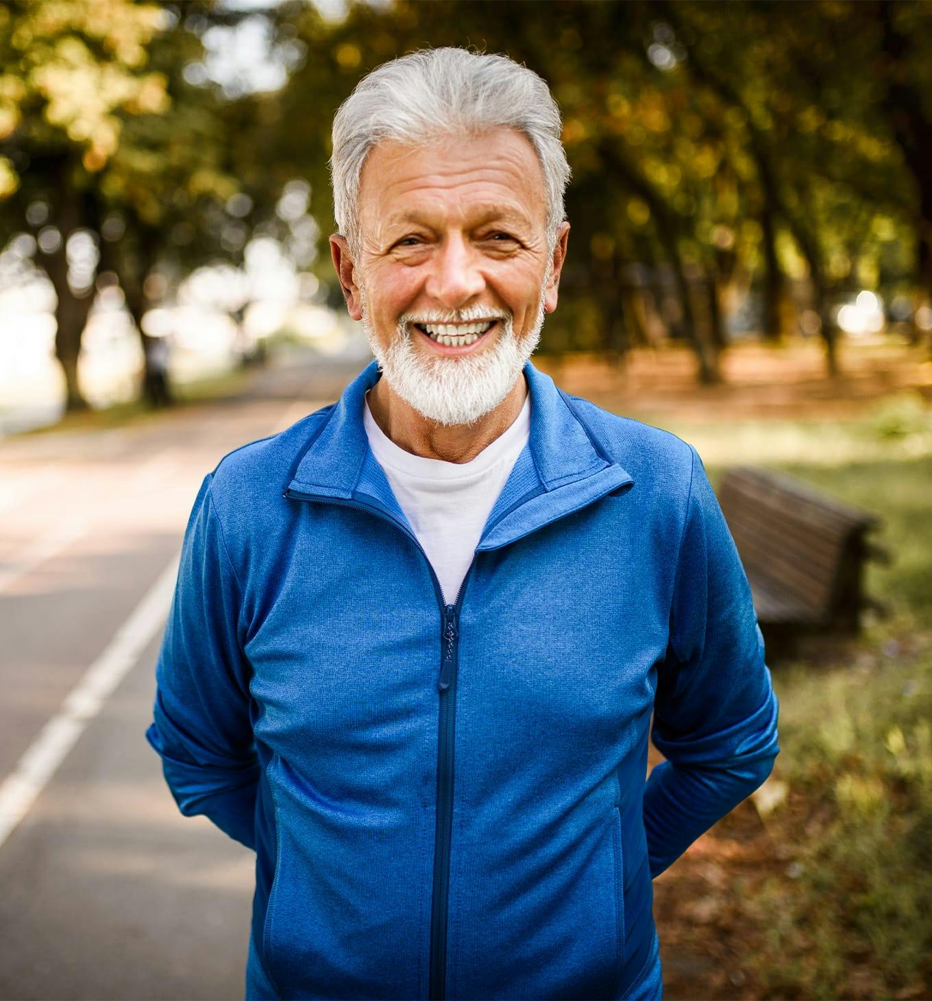 man smiling outside