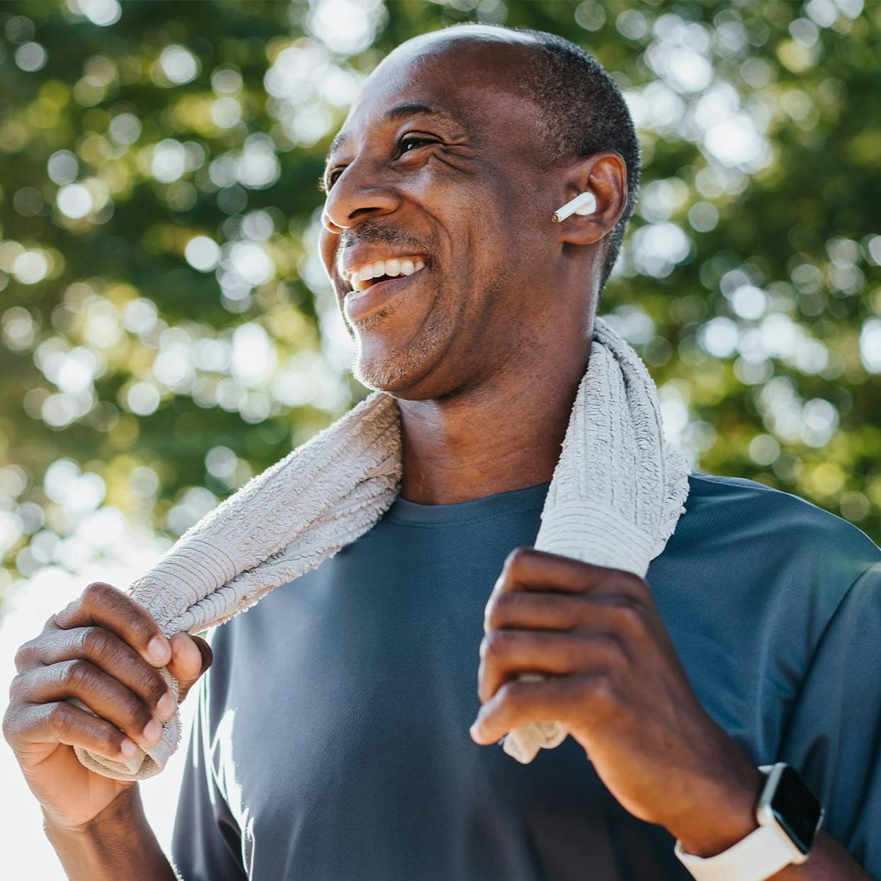man smiling outside