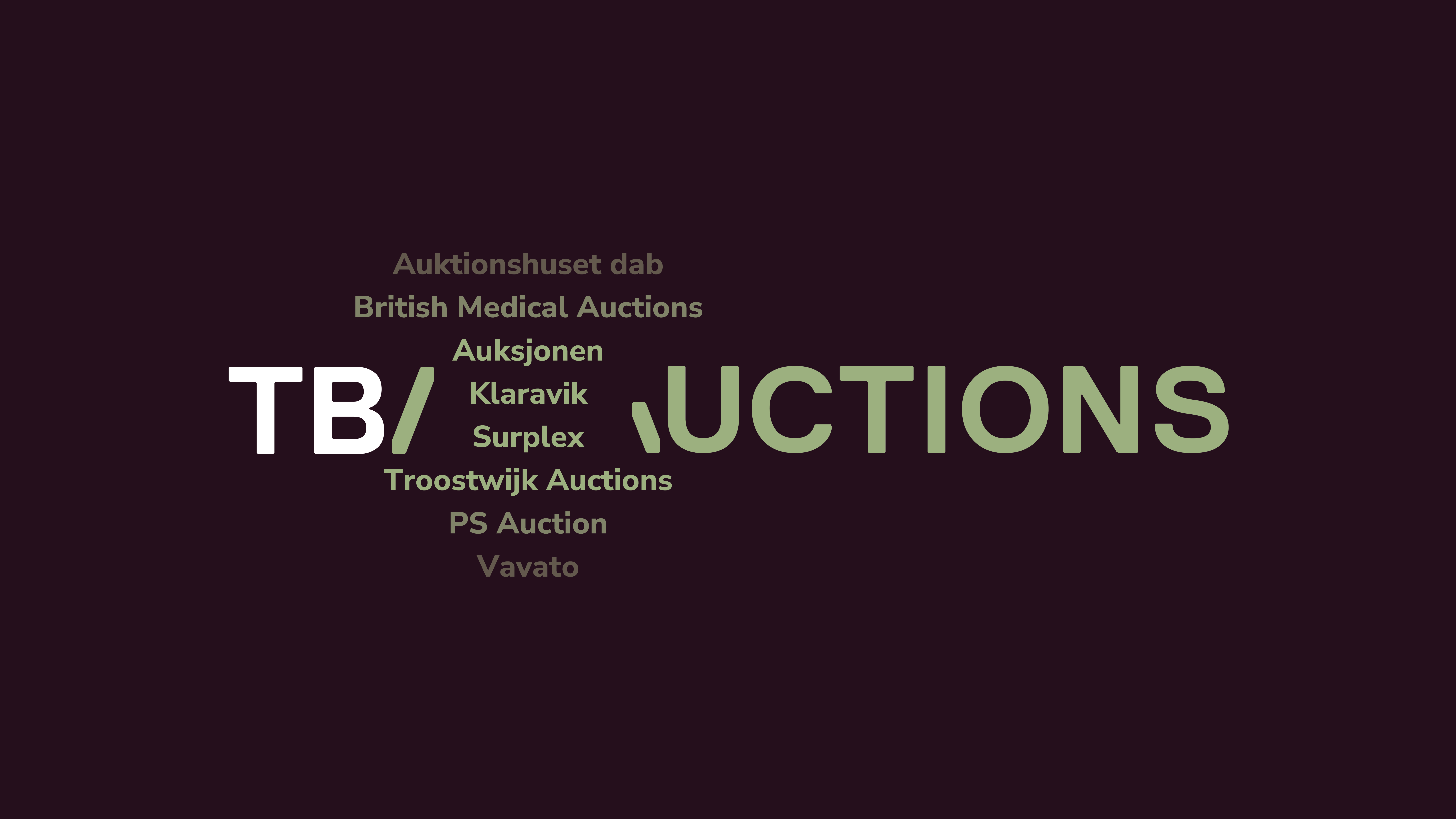 Logo TBAuctions con Open A e panoramica del marchio