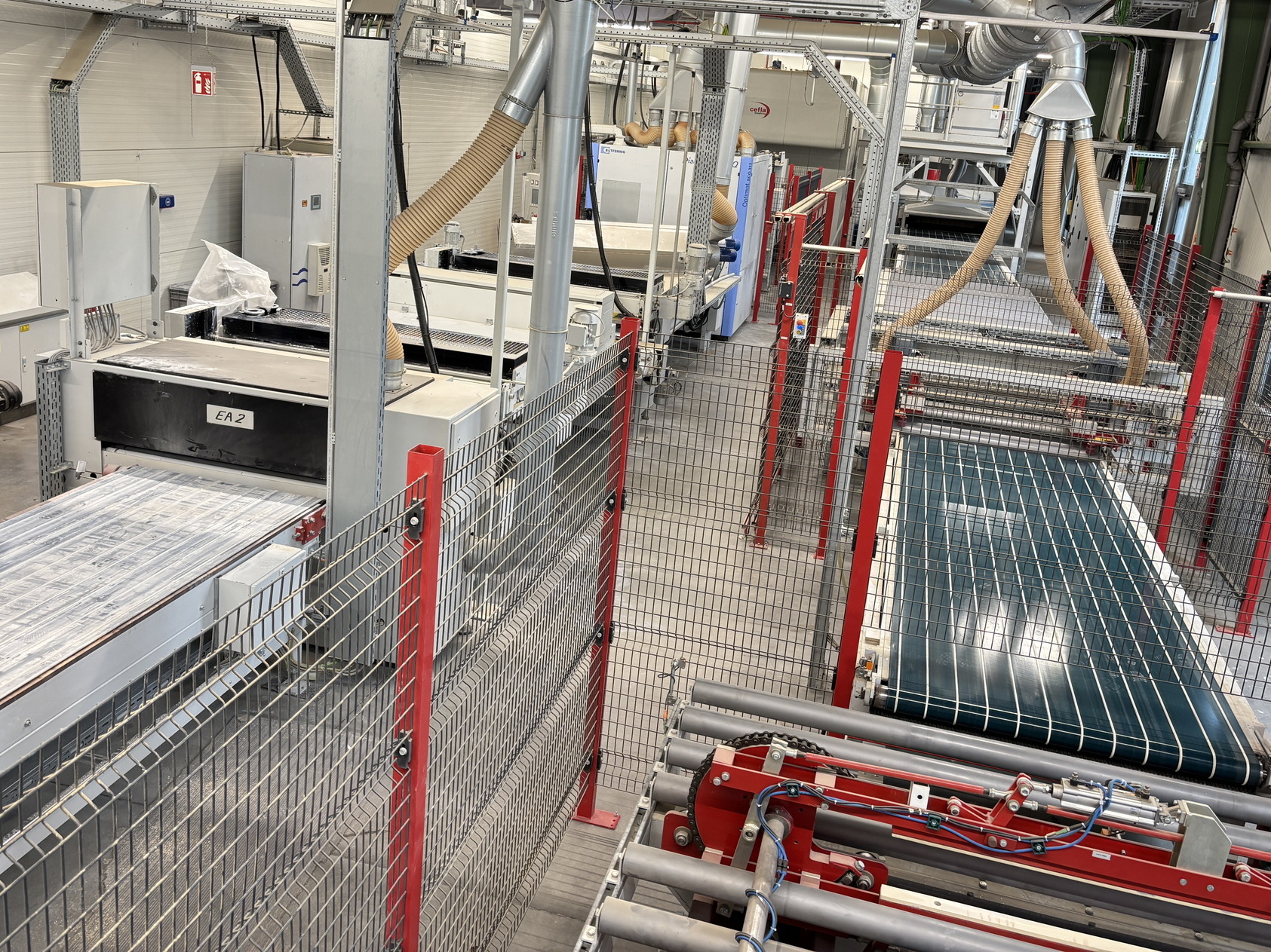 Professionally Refurbished Surface Finishing Line – Bütfering, Bürkle, Venjakob, Cefla, Kraft Alphamatic with Spray Coating Robot & UV Dryer