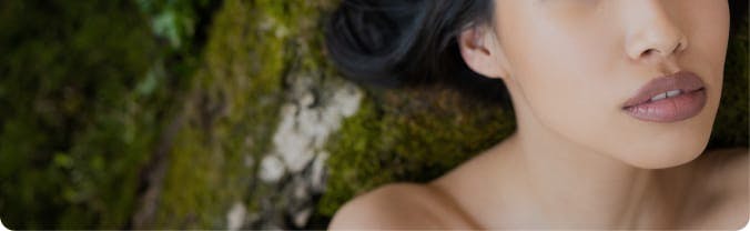 Close-up of a woman's nose and mouth