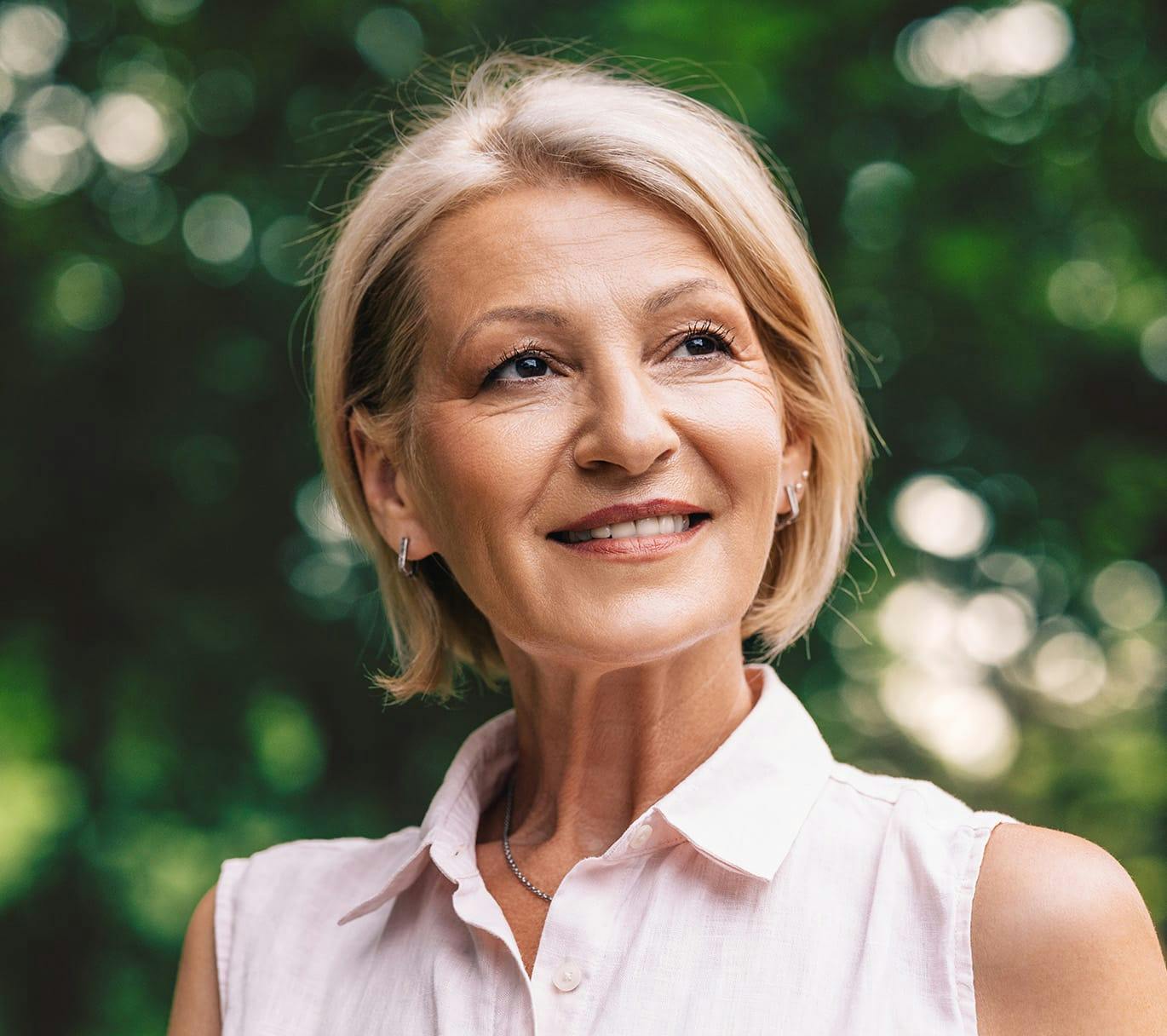 woman smiling outside