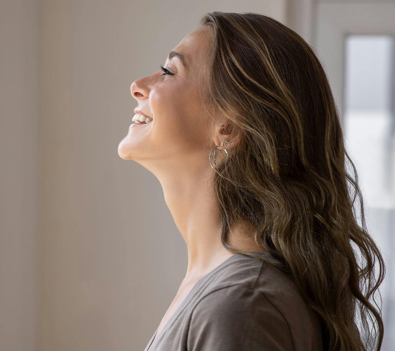 woman looking outside
