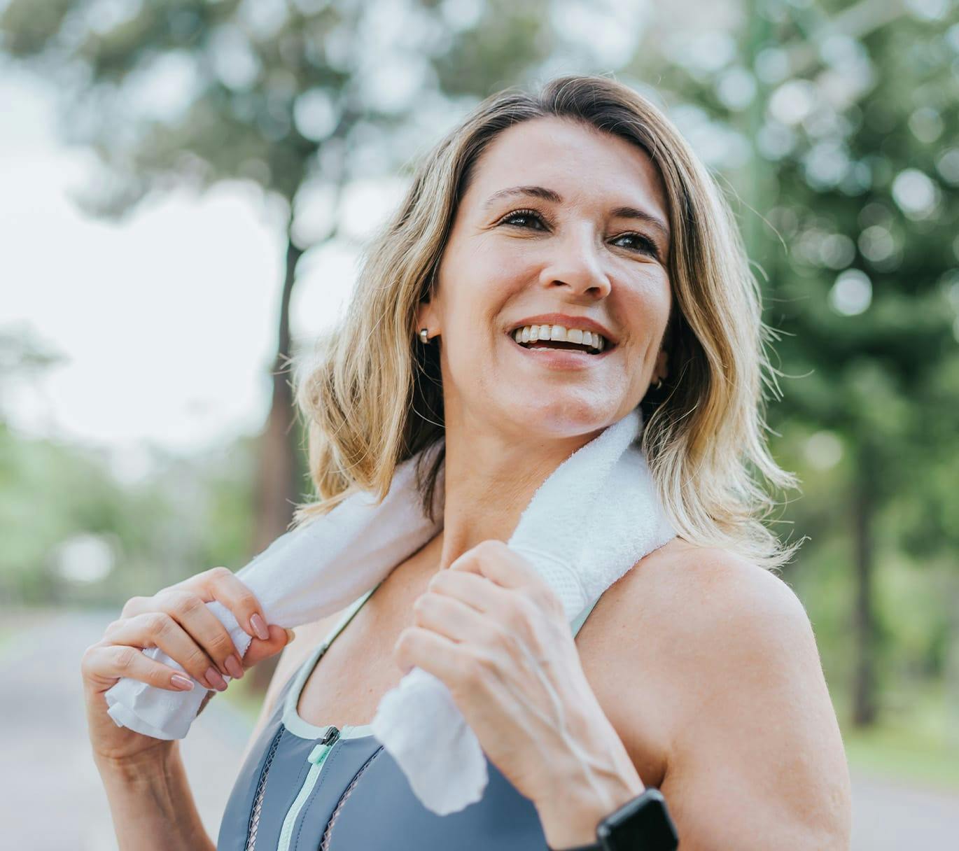 smiling woman on a jog