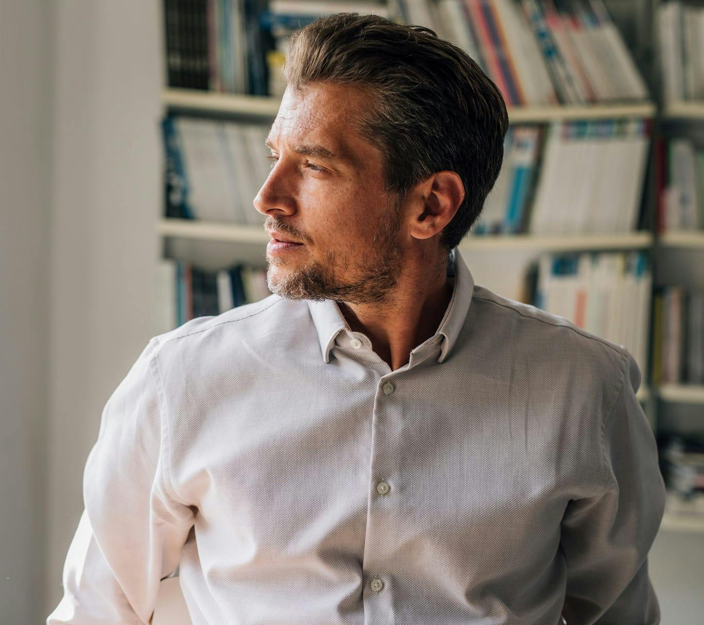 man looking to the side