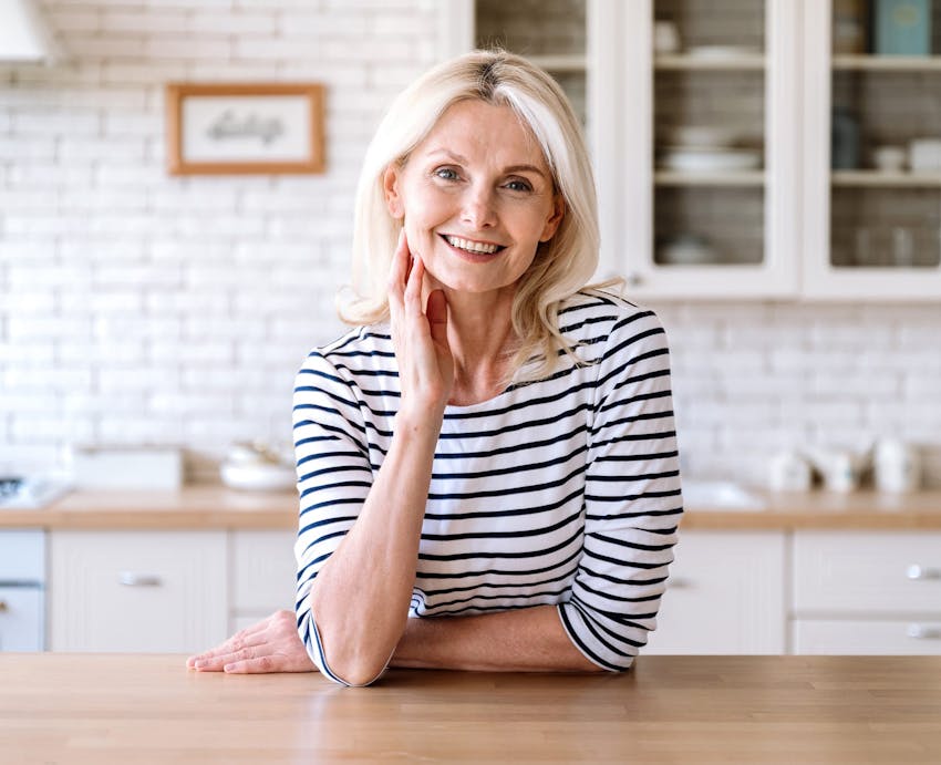 woman with elbow on the counter