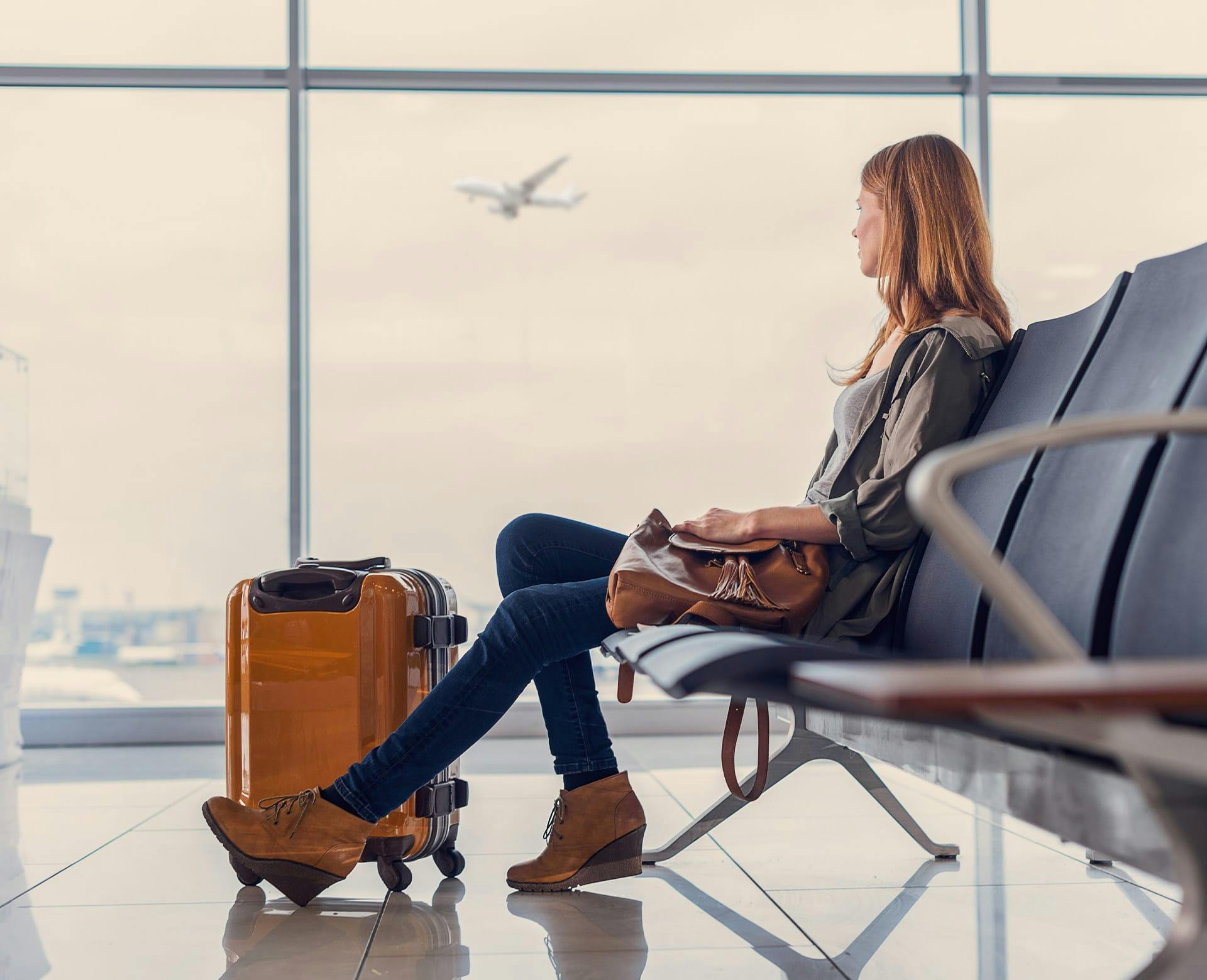 Woman sitting in the airport