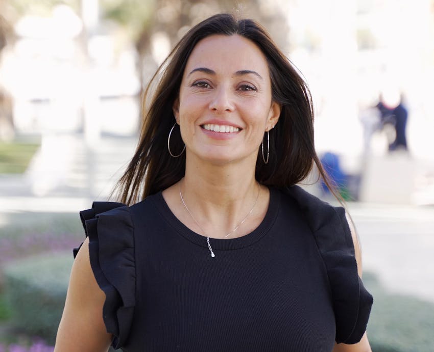 woman smiling outside