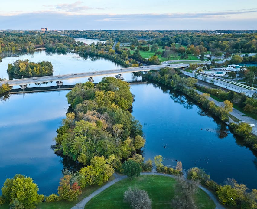 arial shot of water way
