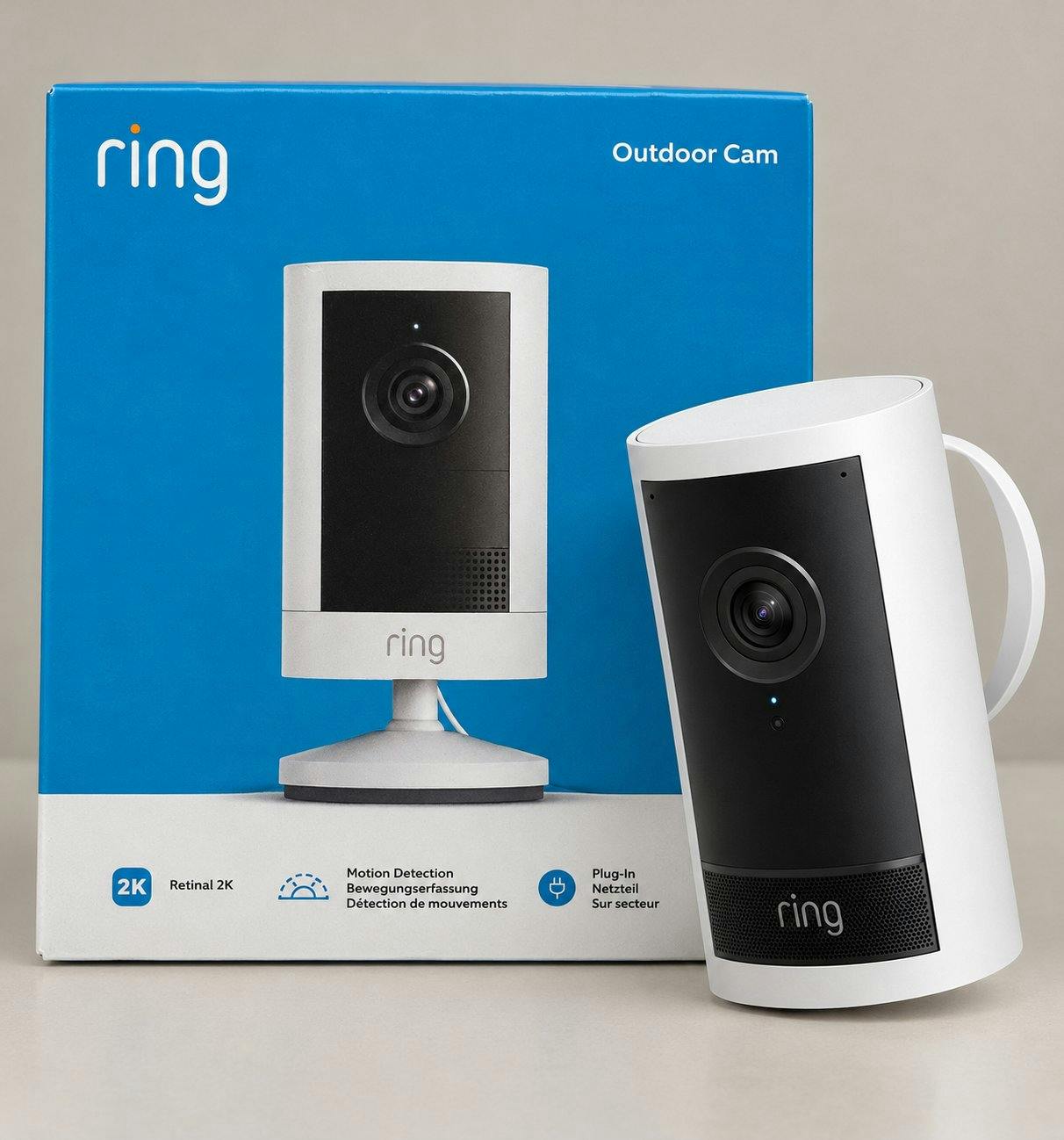 Ring Outdoor Camera 2K plug-in zwart of wit thuis bij Astrid, een tester