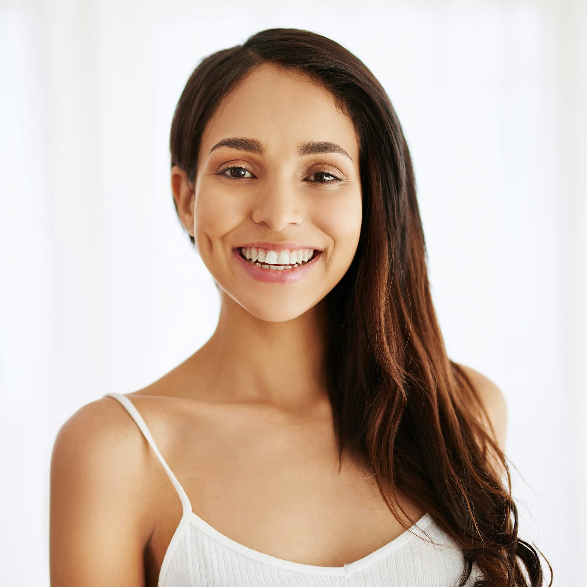 woman with long auburn hair