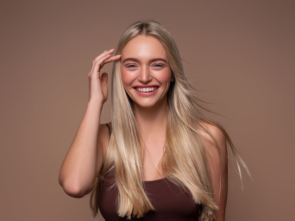 Smiling blonde woman