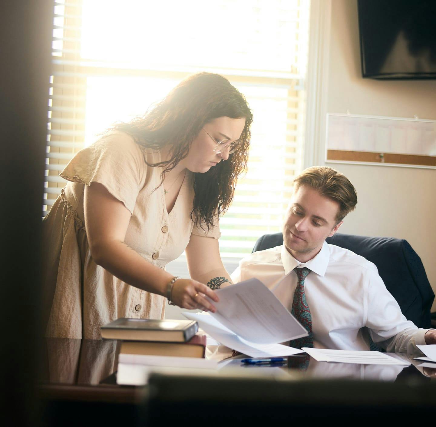 Calen reviewing case