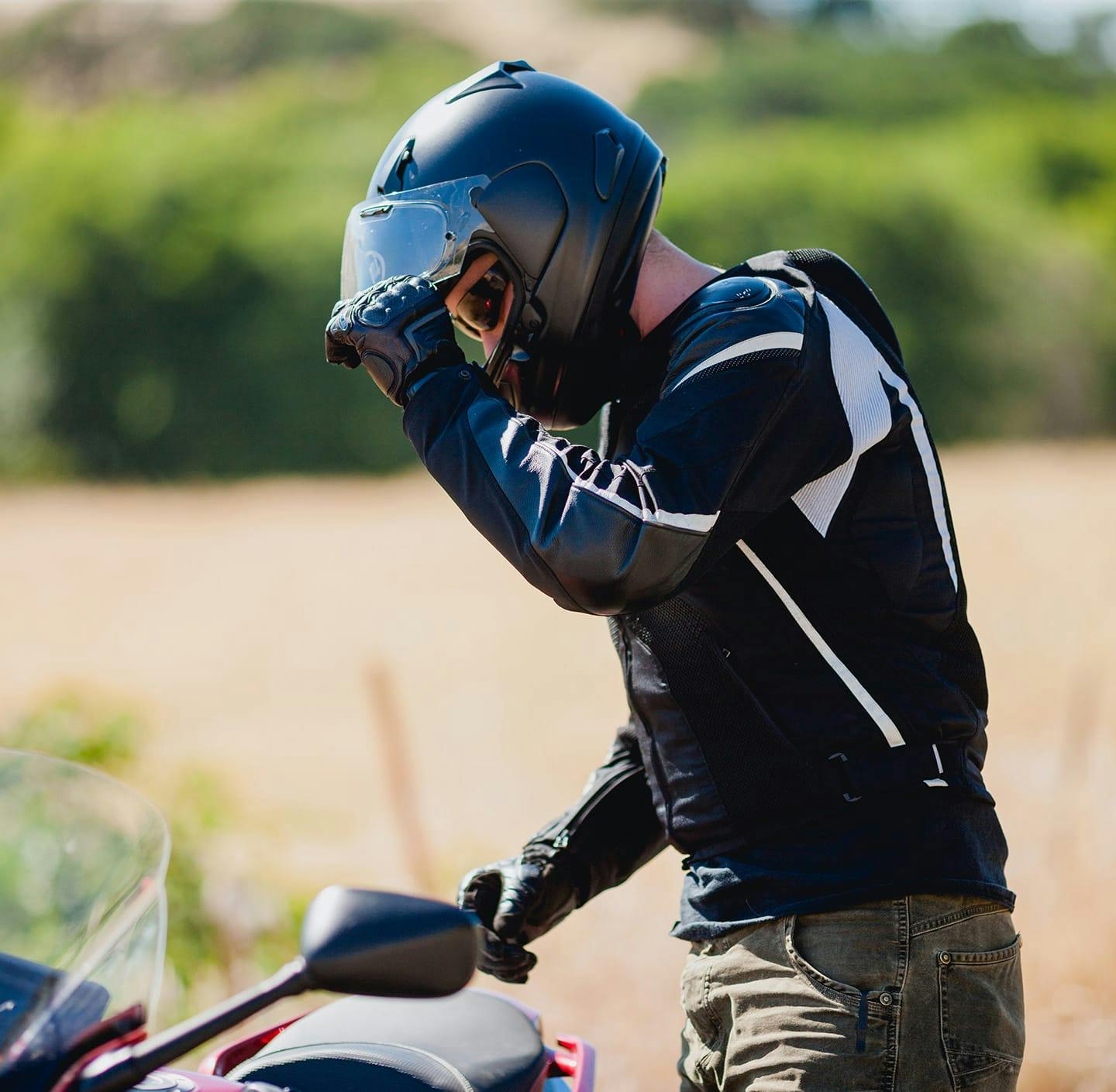 Man in motorcycle gear