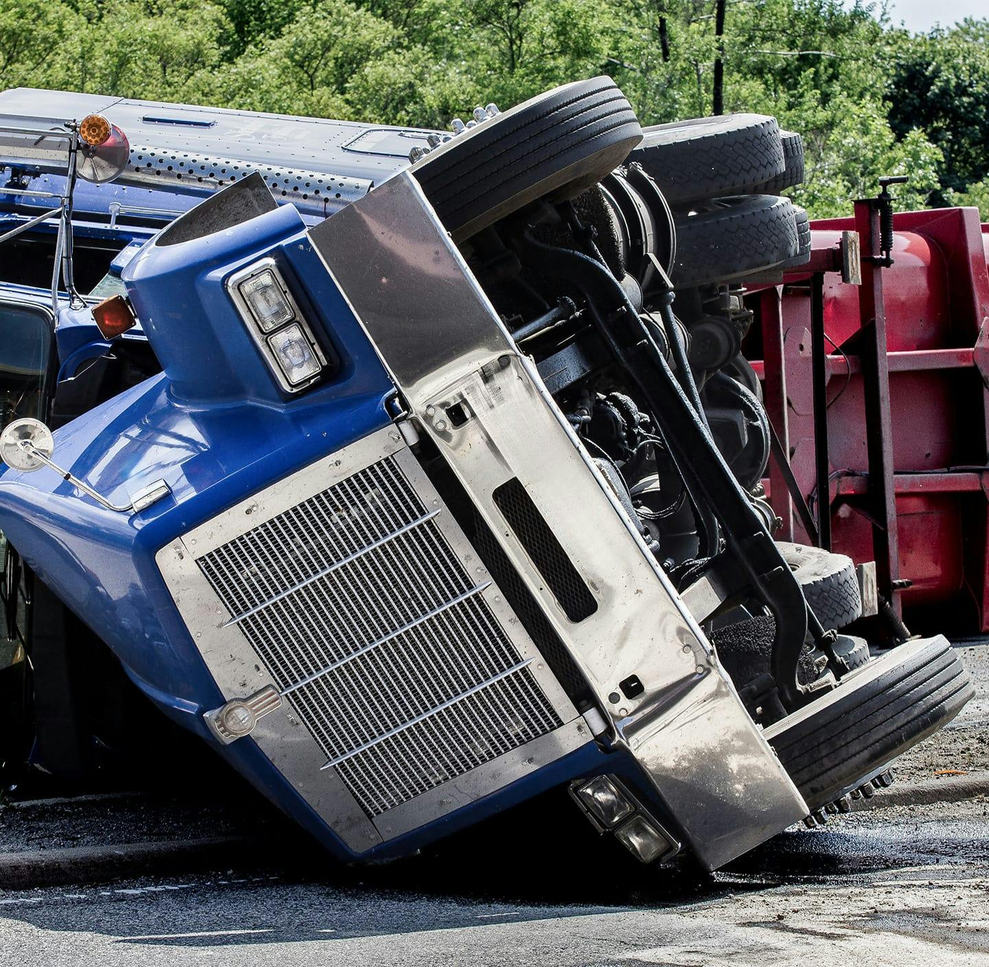 Overturned big rig