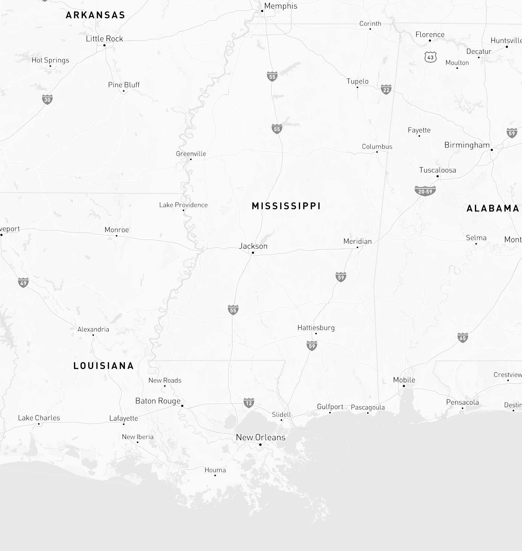Map of mississippi