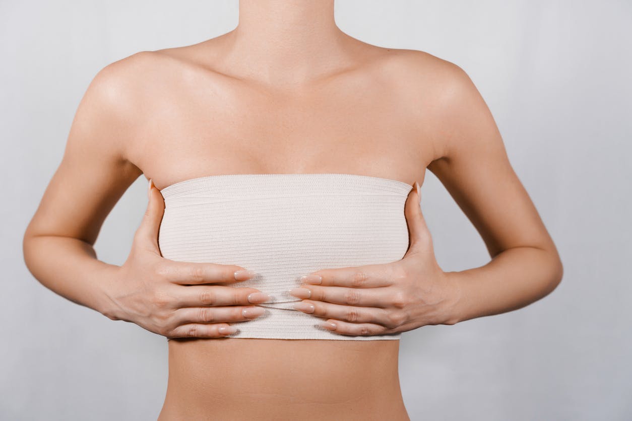 woman wearing a bandage around her breast