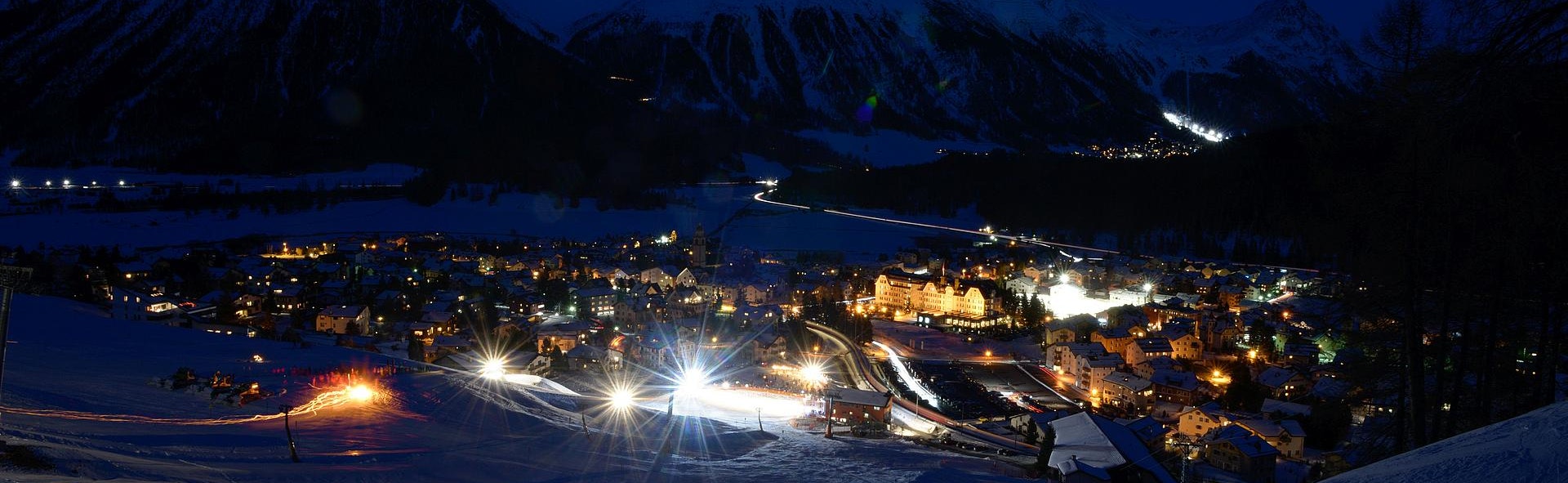Night skiing Corvatsch Engadin