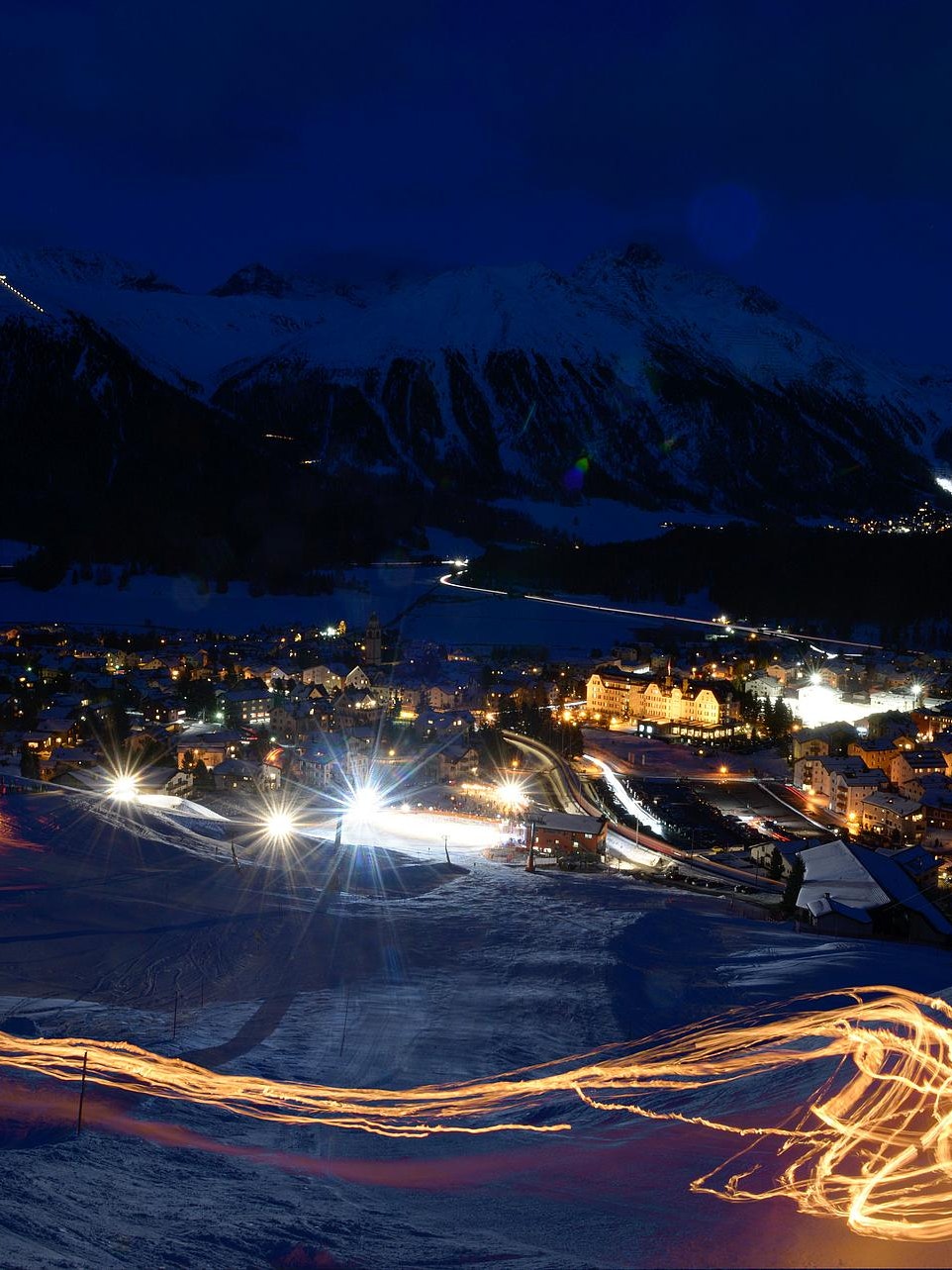 Night skiing Corvatsch Engadin