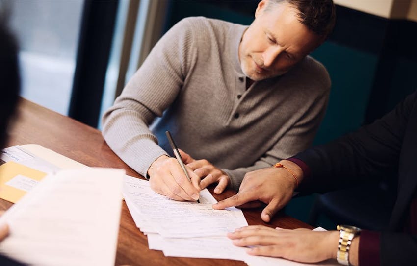 client filling out forms