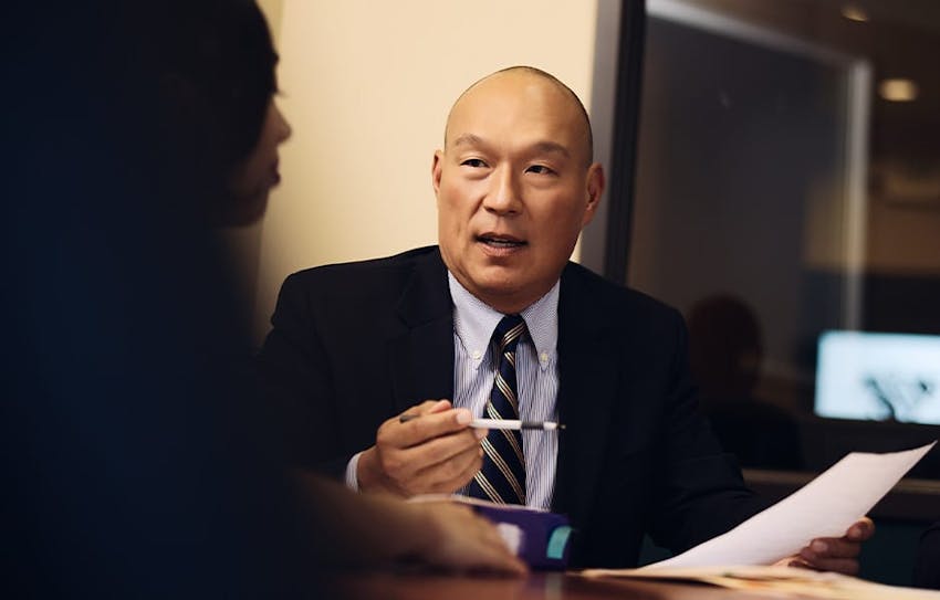 attorney speaking to client