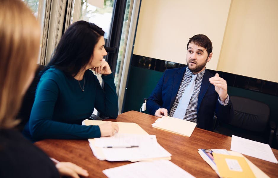 attorney speaking to client