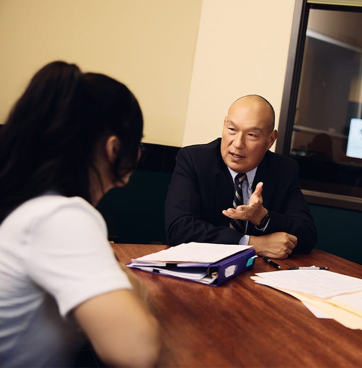 attorney speaking to client