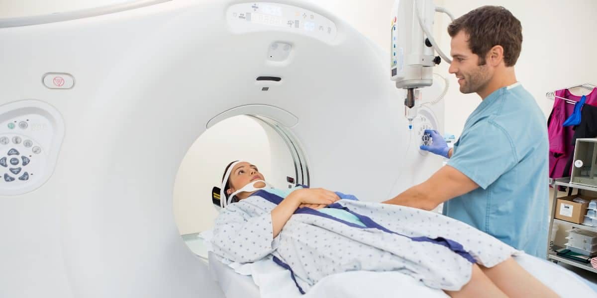 woman getting ct scan