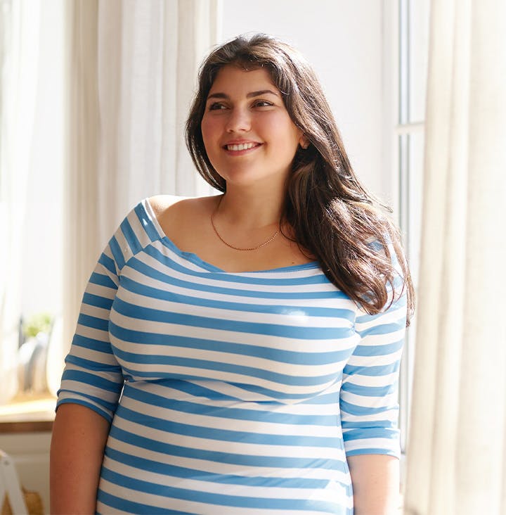 woman in striped shirt
