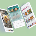 Screenshots der neuen Migusto Rezept App Drei Mockups von Smartphon e Screenshots der neuen Migusto Rezept App.