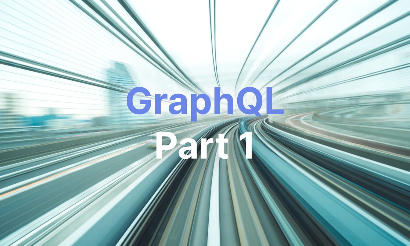 Unscharfes Bild von Bahngleisen mit dem in der Mitte eingeblendeten Text „GraphQL Teil 1“.