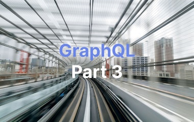 Verschwommene Bewegungsansicht einer Stadtlandschaft durch einen Tunnel mit überlagertem Text „GraphQL Teil 3“.