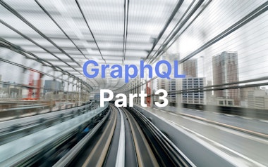 Verschwommene Bewegungsansicht einer Stadtlandschaft durch einen Tunnel mit überlagertem Text „GraphQL Teil 3“.