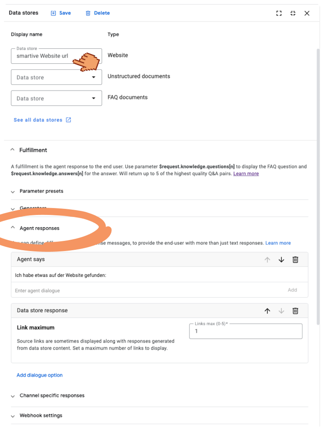 Datastore verlinken