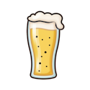 Illustration eines hohen Bierglases mit schaumiger Schaumkrone und sichtbaren Blasen vor einem einfachen weißen Hintergrund.